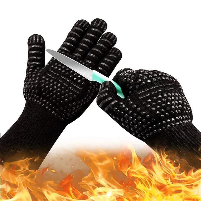 1472 ° Hitzebeständige Ofenhandschuhe Lange Silikon-Handschuhe Feuerfeste Handschuhe für Küche Smoker BBQ Grill Camping Grillhandschuhe Image