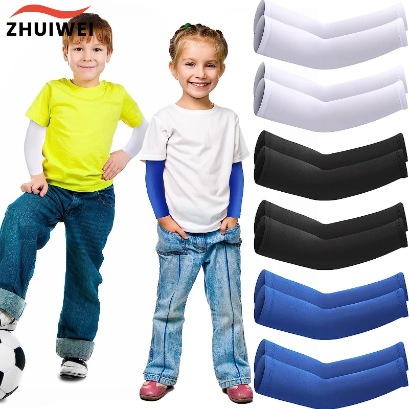 1 Paar kühlende Armstulpen für Kinder, Sonnenschutz, Kompressions-Unterarm-Ärmelabdeckung für Jungen und Mädchen Image
