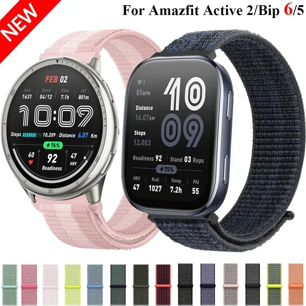 20 mm 22 mm Nylon-Schlaufenarmband für Amazfit Active 2 GTS 4/3/2 Mini-Sportarmband Armband Amazfit Bip 6/5 Balance GTR 4/3 Correa Image
