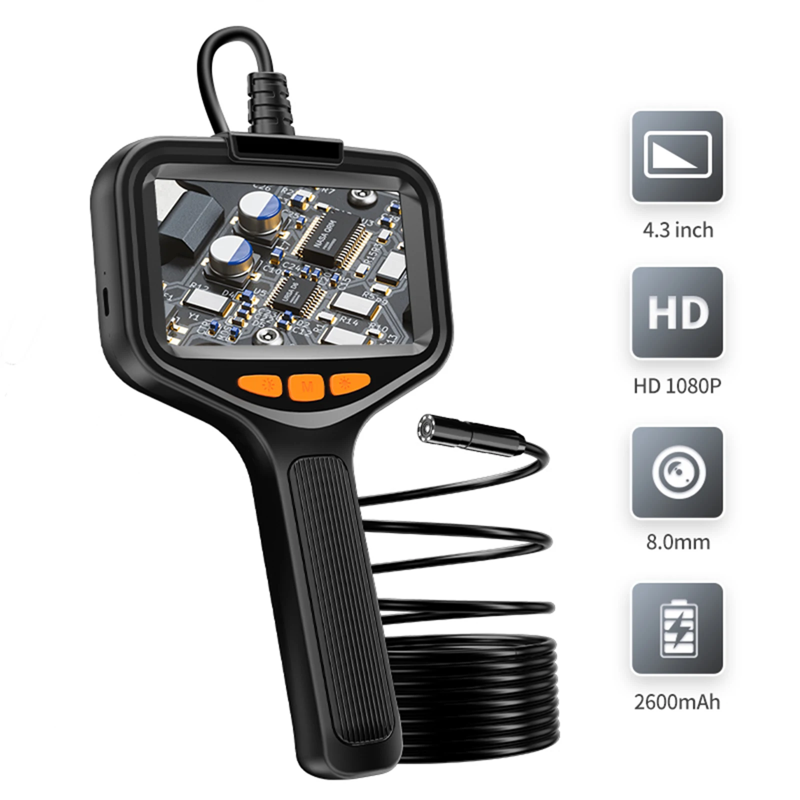 Industrielle Endoskopkamera 4,3 Zoll LCD Handheld Endoskop IP67 Wasserdicht HD1080P 8mm Rohr Kanalisation Schlangenkamera Image