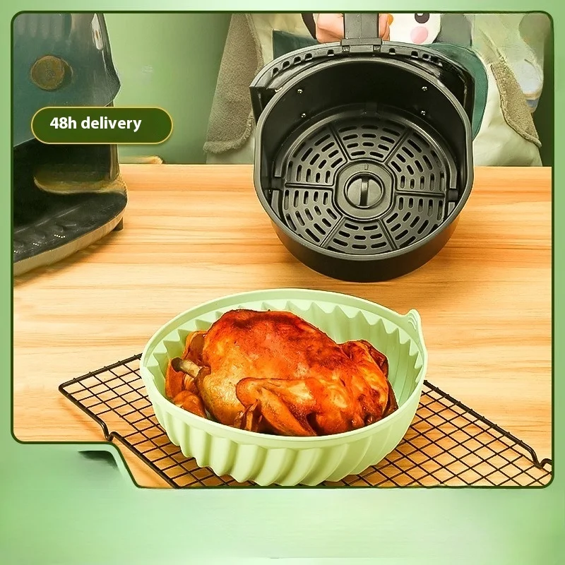 Air Fryer Silikon Backform Runde Kuchen Form Quadratische Backform Wärmedämmung Pad Faltbare Öl Filter Liner Isolierung Matte Image