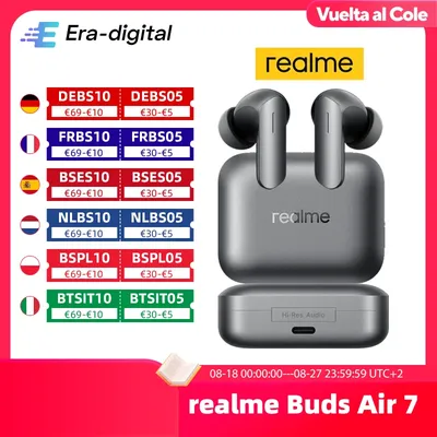 Global Version realme Buds Air 7 52dB Smart Active Noise Cancellation 12.4mm Deep Bass Driver Bluetooth5.4 360° Spatial Audio Effect IP55 Kopfhörer Image