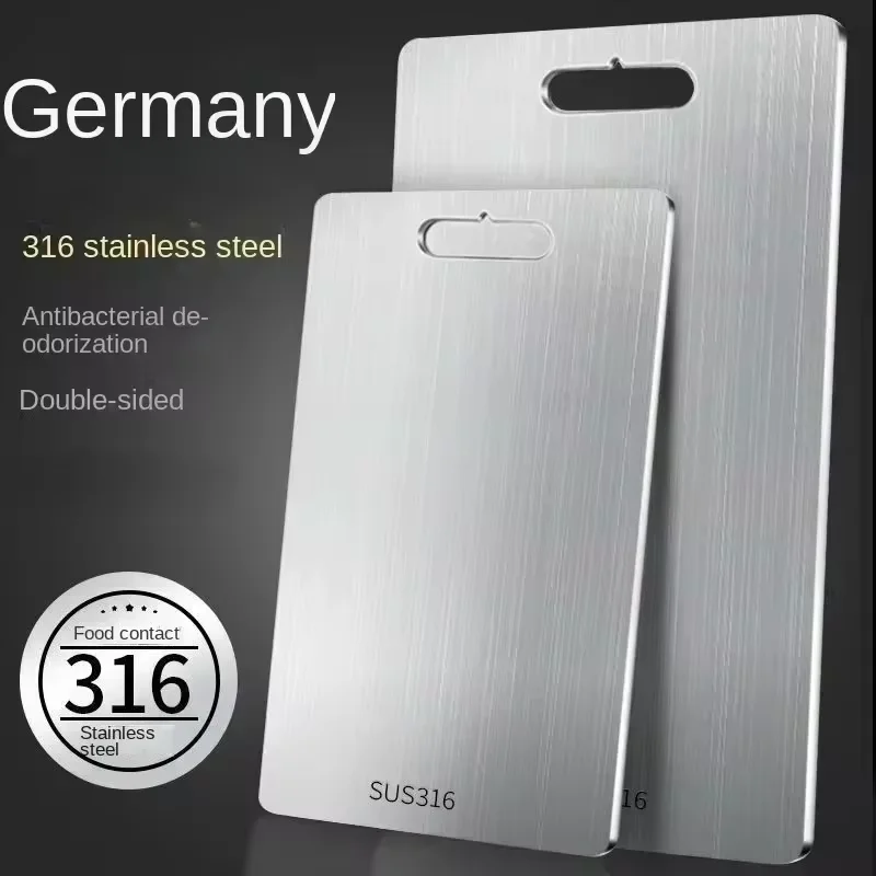 Schneidebrett aus Edelstahl 316, doppelseitiges, rutschfestes Küchenbrett für Fleisch, Gemüse und Obst | Langlebig und leicht zu reinigen Image