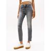 Skinny-fit-Jeans TOMMY JEANS "SOPHIE LW SKN ANK ZIP CH0277", Damen, Gr. 32, Länge 32, grau (denim grau), Denim/Jeans, Obermaterial: 92% Baumwolle, 6% Elastomultiester, 2% Elasthan, unifarben, casual, skinny fit knöchellang, Jeans