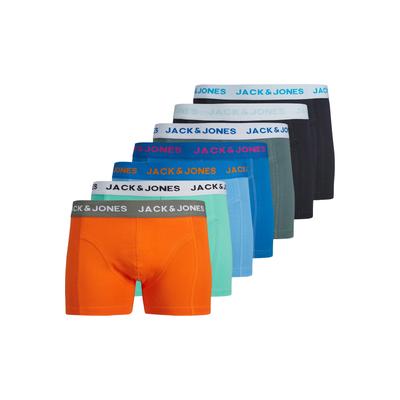 Trunk JACK & JONES "JACCARL SOLID TRUNKS 7 PACK", Herren, Gr. M, schwarz navy pack:electric blau lemonade, pool blau, scuba blau, stormy weather, persimmon orange, Jersey, Obermaterial: 95% Baumwolle, 5% Elasthan, unifarben, eng, Unterhosen, mit... Image