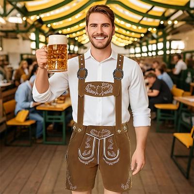 Karneval Oktoberfestbier Kostüm Lederhosen Bayerisch Deutsch Wiesn Herren Bier Festival Stoff im traditionellen Stil Shorts Image