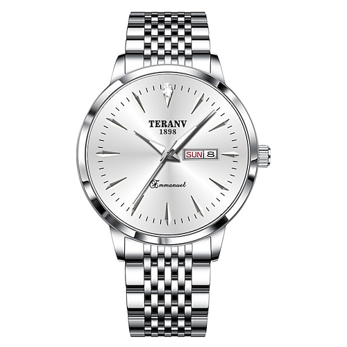 Herren Business Quarz Uhr – Ultra-Dünn Doppelkalender Leuchtendes Zifferblatt IPX7 Wasserdicht Elegantes Edelstahlband Stilvolles Geschenk für Fachleute Image