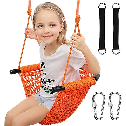 Kinderbaumschaukelsitz Seilschaukel Kinderschaukel für drinnen und draußen Baumschaukel für den Garten Türschaukel (grün) Image