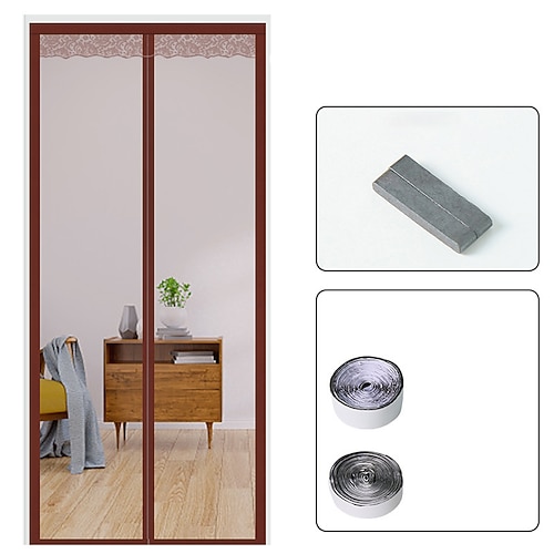 Magnetische Fliegengittertür Mückennetz Fliegen-Insekten-Tür Fliegengitter magnetischer Verschluss magnetisches Fliegengitter-Mesh-Mücken-Schutz für bequemen Eintritt hält Insekten draußen schwarz Image