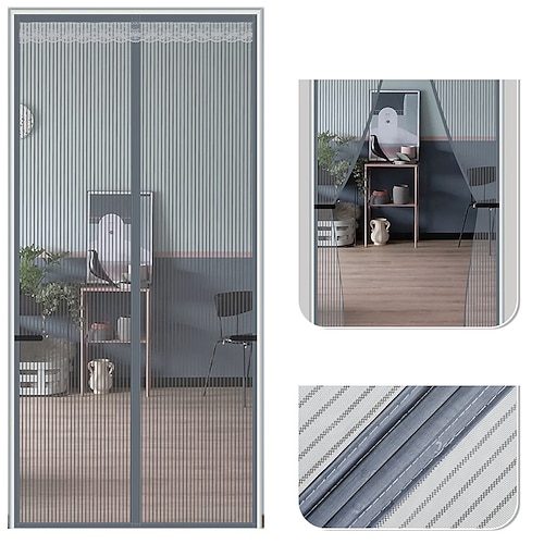 Magnetgittertür tragbar, Fliegen- oder Insektengitter magnetisch, Moskitonetz für Schiebetür, Garage, Terrasse, Küche, Wohnzimmer, Fensterzimmer, Schlafzimmer, Bar, Haustier und Kinder Image