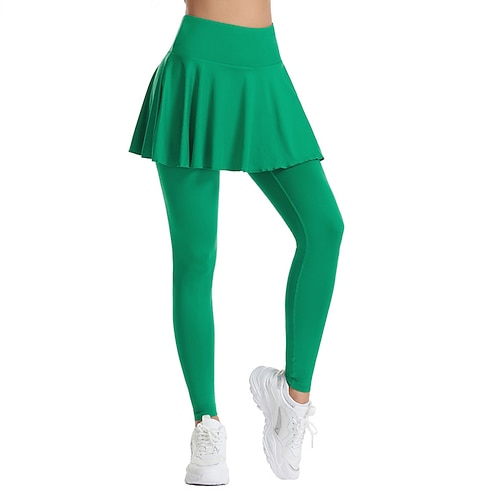 Damen Einfarbig Lässiger Rock Tennisrock mit Leggings Plissiert Seitentaschen Schnelltrocknend Tennis Golfspiel Pickleball Unterteile Schwarz Weiß Purpur Tennisbekleidung Image