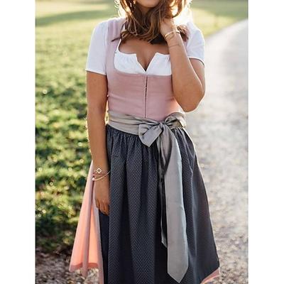 Karneval Oktoberfestbier Kostüm Kleid Dirndl Trachtenkleider Dienstmädchen Bayerisch Deutsch Wiesn Damen Stoff im traditionellen Stil Kleid Image