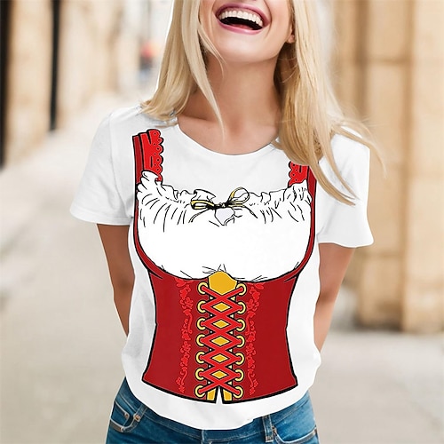 T-Shirt Bayerisch München Deutsch Bayerisch Streetstyle T-Shirt Ärmel Grafik für Damen Erwachsene Heißprägen für Oktoberfestbier Festival Image