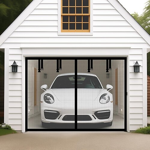 Magnetisches Garagentürgitter für 1 Auto W111.8H85.8inch(284218cm) für 2 Autos W195.3H85.8inch(496218cm) Garagentür-Meschgittervorhang Abdeckungs-Kit mit Klettverschluss Image