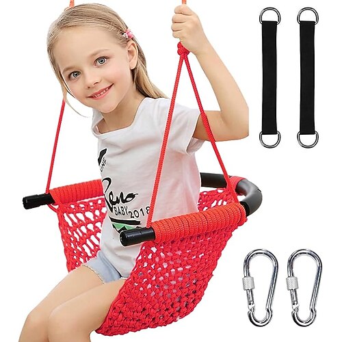 Kinderbaumschaukelsitz Seilschaukel Kinderschaukel für drinnen und draußen Baumschaukel für den Garten Türschaukel (grün) Image