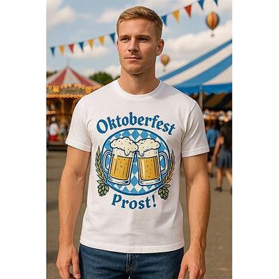 Oktoberfest Bier T-Shirt Bayerisch München Deutsch Grafik Für Herren Erwachsene Oktoberfestbier Heißprägen Festival Image
