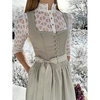 Karneval Oktoberfestbier Kostüm Kleid Dirndl Trachtenkleider Dienstmädchen Bayerisch Deutsch Wiesn Damen Stoff im traditionellen Stil Kleid Image