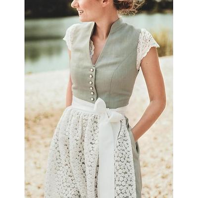 Karneval Oktoberfestbier Kostüm Kleid Dirndl Trachtenkleider Dienstmädchen Bayerisch Deutsch Wiesn Damen Stoff im traditionellen Stil Kleid Image