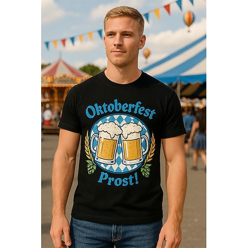 T-Shirt Bayerisch München Deutsch Bayerisch Streetstyle T-Shirt Ärmel Grafik für Herren Erwachsene Heißprägen für Oktoberfestbier Festival Image