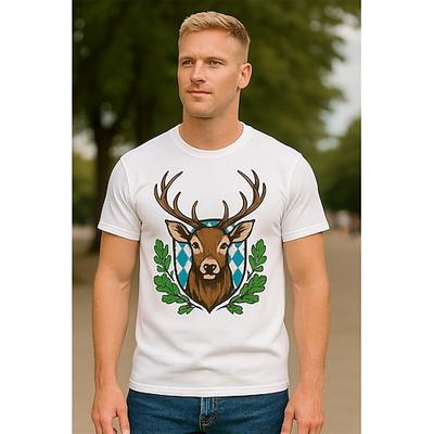 Oktoberfest Hirsch T-Shirt Bayerisch München Deutsch Grafik Für Herren Damen Erwachsene Oktoberfestbier Heißprägen Festival Image