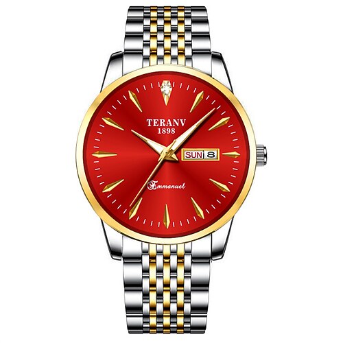 Herren Business Quarz Uhr – Ultra-dünn dualer Kalender leuchtendes Zifferblatt IPX7 wasserdicht elegantes Edelstahlarmband stilvolles Valentinstagsgeschenk für Profis Image