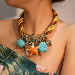 Collier Boho avec motif étoile de mer et grenouille pour femmes, bijoux tendance pour fête de mariage