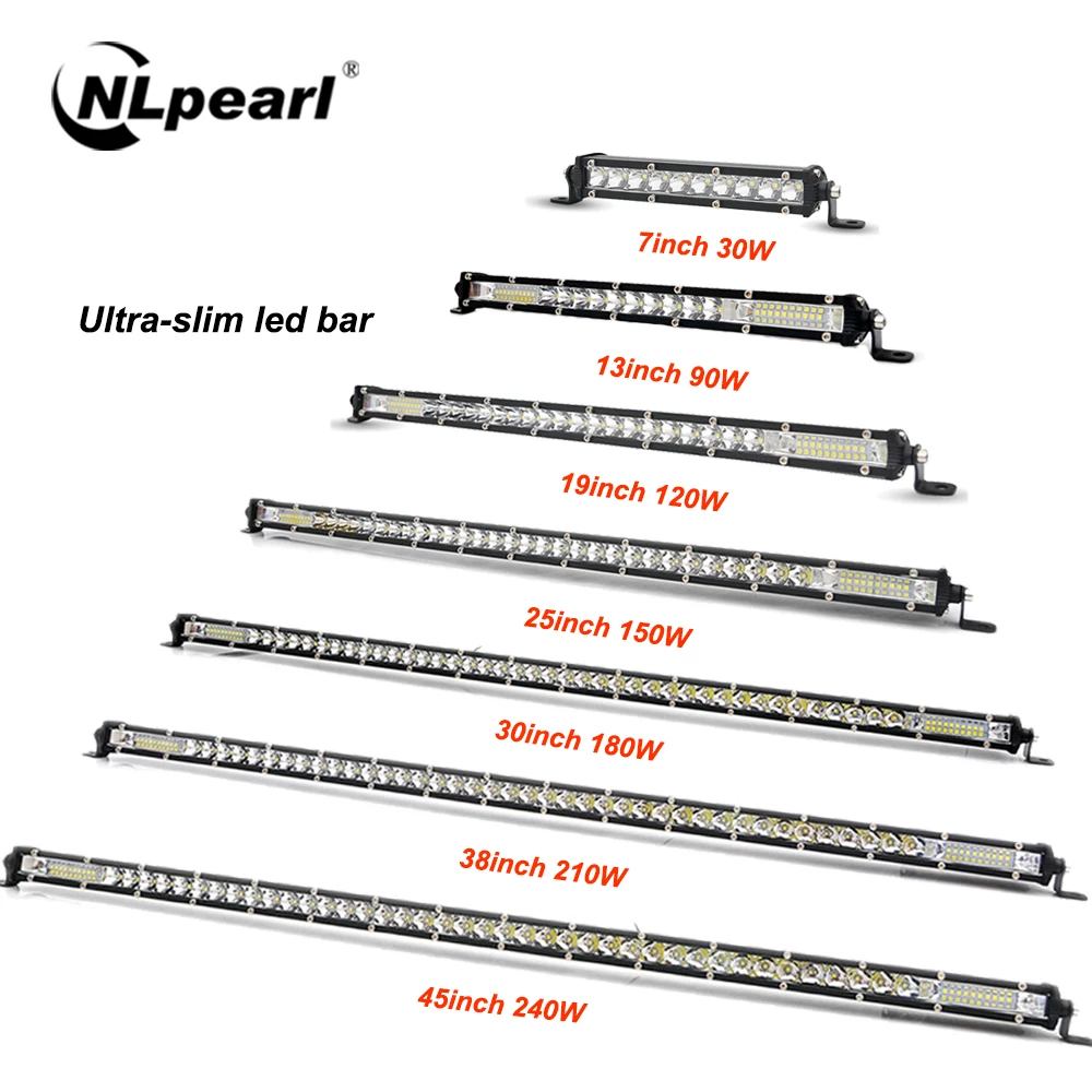 NLpearl Ultra Sottile 7-50 Pollici Barra Luminosa A LED Spot Off Road 4x4 LED Barra Luminosa Da Lavoro Per Jeep Camion ATV SUV Auto Faro A LED 12V 24V