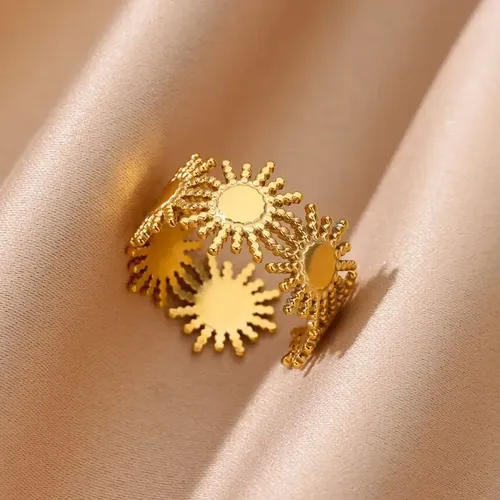 ChimSun-Bague de soleil en acier inoxydable plaqué or pour hommes et femmes, matiques ouvertes, bijoux esthétiques pour couple, cadeau de mariage étanche