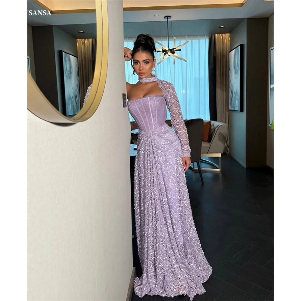 Sansa – robe de bal trapèze, asymétrique épaule dénudée, longueur au sol, élégante, violette, Simple, robes de soirée formelles, 2025