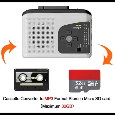 US.EU Original Tape Walkman Cassette Player AM/FM Radio Record,Cassette To MP3 Converter To Micro SD