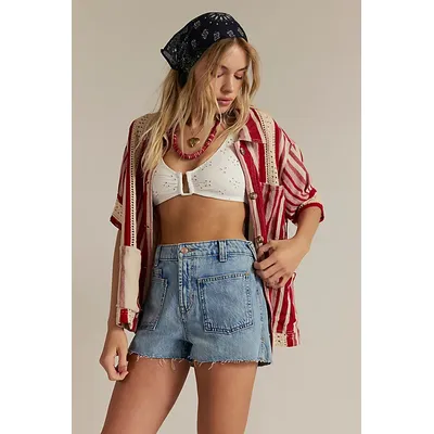 We The Free Bettie Sailor Shorts at Free People in Out At Sea Raw Hem, Size: 31