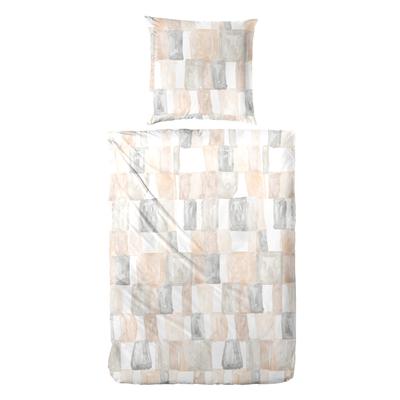 Bettwäsche PRIMERA "Perkal-Bettwäsche Watercolor Check", beige (natur), B/L: 155cm x 220cm, , Perkal, B/L: 80cm x 80cm, Perkal, Obermaterial: 100% Baumwolle, Bettwäsche, mit Karo-Muster Image