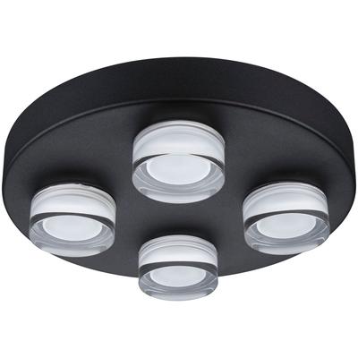 PAULMANN LED Deckenleuchte "Selection Bathroom Wand-/Deckenleuchte Kame IP44 Signalschwarz 4er", schwarz, 4 flammig, Ø 25,0cm H: 6,0cm,, Lampen Image