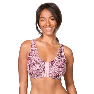 Plus Size Women's Cotton Front-Close Wireless Bra by Comfort Choice in Shell Pink Animal (Size 42 B)