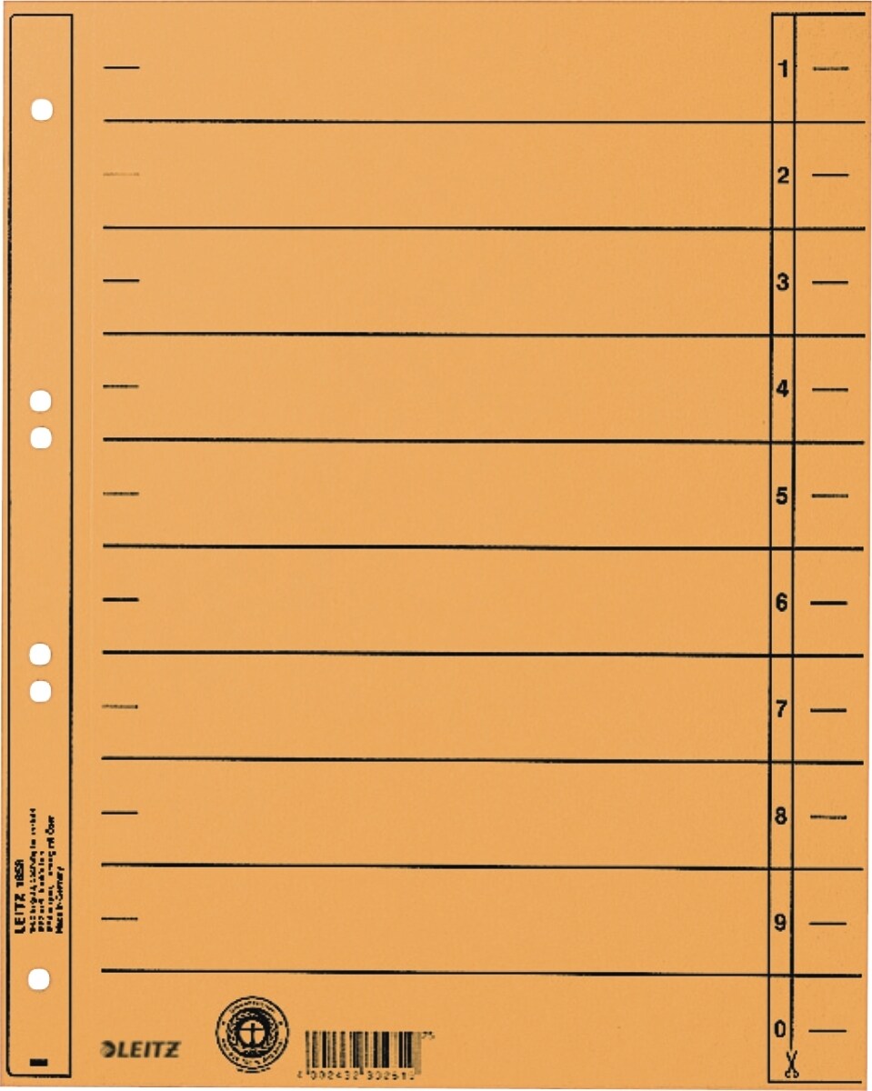 LEITZ Trennblatt A4 230g Karton gelb Packung mit 100 Stück Image