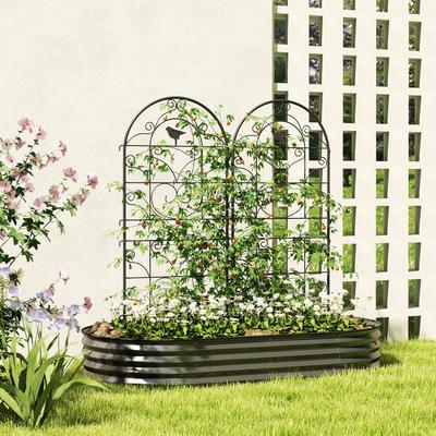 TEMU Metal Trellis Set Of 2, Climbing Aid With For Climbing Plants, 50x120 Cm Plant Trellis For Indoor Plants, Tomato And Flower Support, Black Image