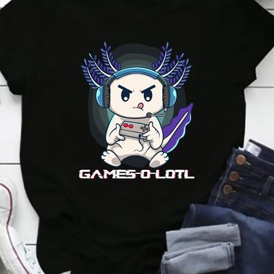 TEMU Axolotl Gaming T-shirt For Women - Casual Polyester Knit Fabric, , Round Neck, Short Sleeve, Cute , Plus Size Crew Neck Tunic Top Image