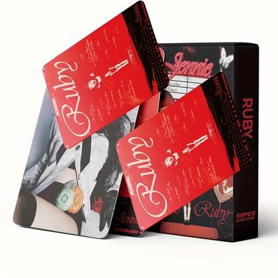TEMU Box Of 55 Studio Ruby 1st Studio Album Lomo Cards - Small Cards Collection For Family Making, Including Lyrics, Portraits And Photos, Suitable For New Year, Christmas, Concerts And Greeting Card Image