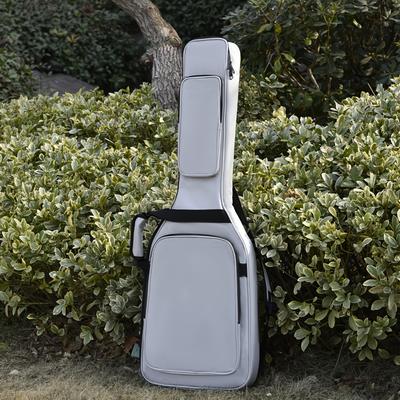 TEMU Electric Guitar Bag With Pillow, Grey, With Comfortable Double Straps, Bottom Bottom Bracket, 2 Storage Pockets, Easy To Carry, Suitable For A Of To Carry The Instrument