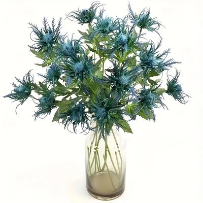 TEMU Sets Of Blue Synthetic , Stem , Lifelike Artificial Greenery, Ideal For Home Decor, Garden Weddings, Workplaces, Parties, And More. Image
