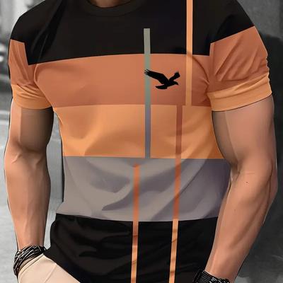 TEMU Fly Digital Printed T-shirt, Men's Round Neck Short-sleeved T-shirt, Comfortable Fabric Machine Washable, Men's Fashion Trend Men's Image