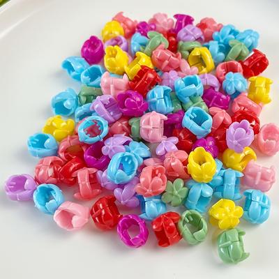 TEMU 51pcs Mini Hair Claw Hair Accessory For Girls Plastic Braid Maker Beads Colorful Hollow Hair Clip Decorative Clip, Ideal Gift Image