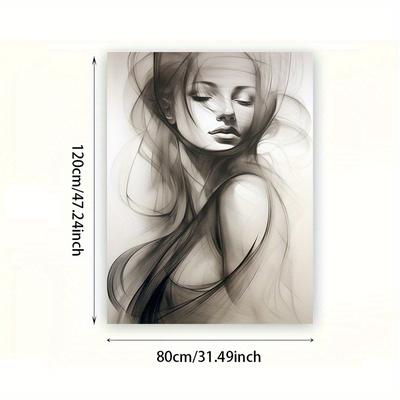 TEMU Large 31.49x47.24in Abstract Canvas Art Print - Elegant Modern Wall Decor For Living Room And Bedroom, With Flowing Lines, Bedroom Wall Art|elegant |textured Wall Piece Image