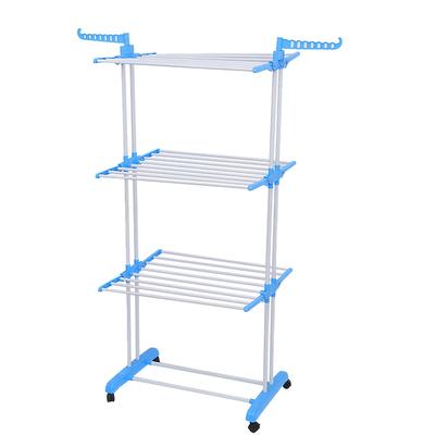 TEMU Mobile Double Pole Three-layer Vertical Shelf Gray/blue, Standing Shelf, Standing Shelf Image