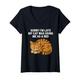 Damen Sorry I'm Late My Cat Was Using Me As A Bed Funny Cat Lover T-Shirt mit V-Ausschnitt
