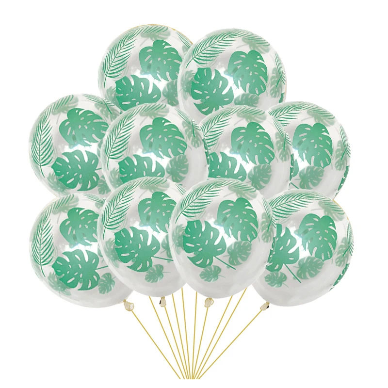 20PCS Transparente Palm Green Leaf Ballon Dschungel Party Ballon Safari Party Hawaiian Geburtstag Party Versorgung Hochzeit Dekorationen Image