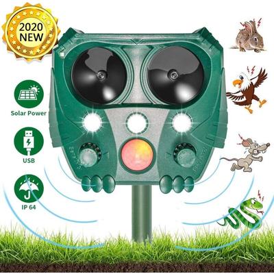 Solar Ultraschall Tiervertreiber Katzenvertreiber Marderabwehr mit Bewegungsmelder und Blitz für