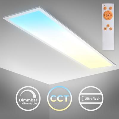 B.K.LICHT LED Deckenleuchte "BKL1326 LED Deckenlampe mit Fernbedienung, Ultraflach, LED Panel", weiß, B:25,00cm H:6,30cm L:100,00cm T:25,00cm, Lampen, 4.000K, 2.600Lm, 24W, 100x25x6,3 cm, Weiß, LED Panels Image