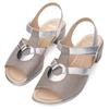 Sandalette ARA "LUGANO", Damen, Gr. 8,5 (42,5), grau (grau, silberfarben), Veloursleder, Glattleder, metallic, klassisch, Schuhe, Festtagsschuh, Glitzersandale, Kitten Heel mit Blockabsatz, H-Weite