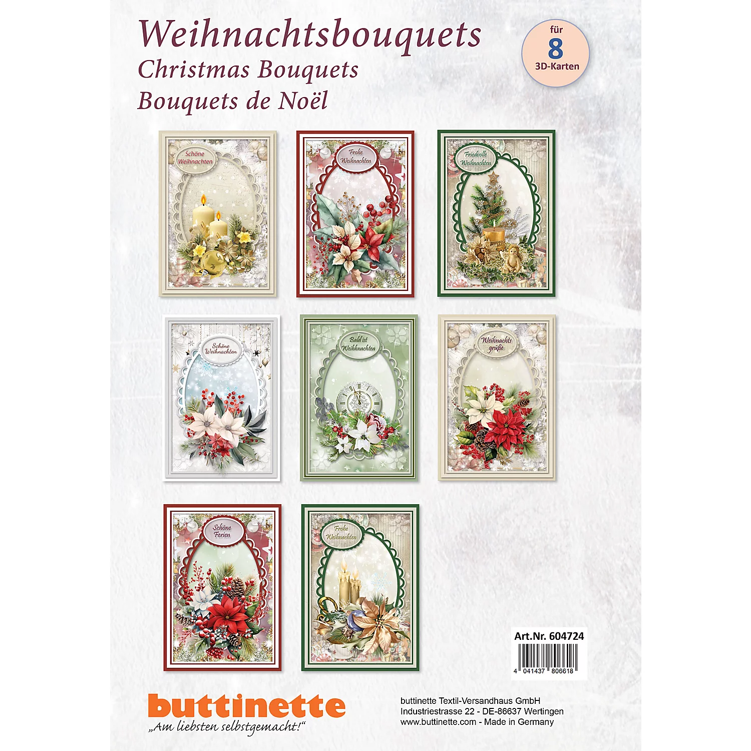 3D-Bastelmappe Weihnachtsbouquets, für 8 Karten Image